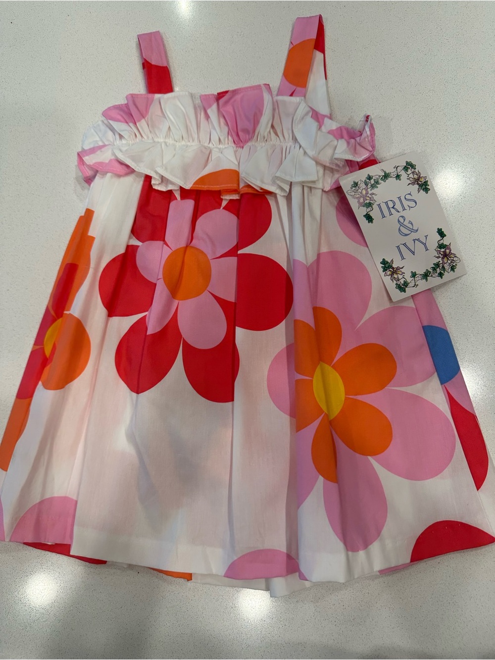 iris & ivy Pink White Red Orange Floral Sundress